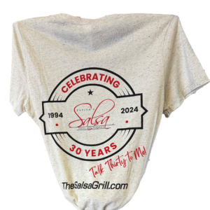 Women's Cut Salsa Grill Anniversary Logo T-Shirt, Available in Black or White